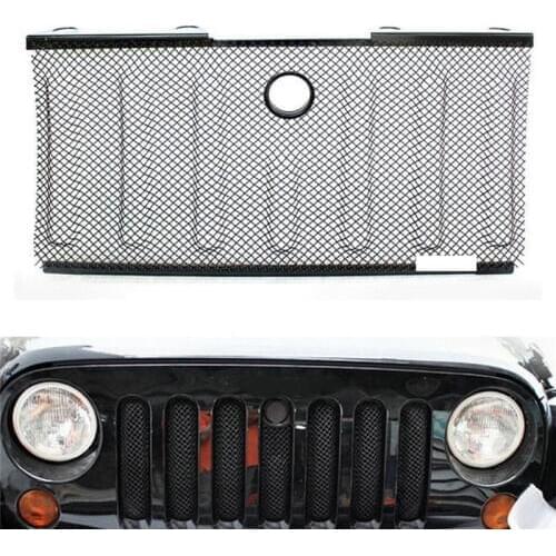 BBQ@FUKA Car Hood Grill Grille Insert Mesh Cover Trim Lock Hole For Jeep Wrangler 2007-2015 Car Exterior Accessories Styling