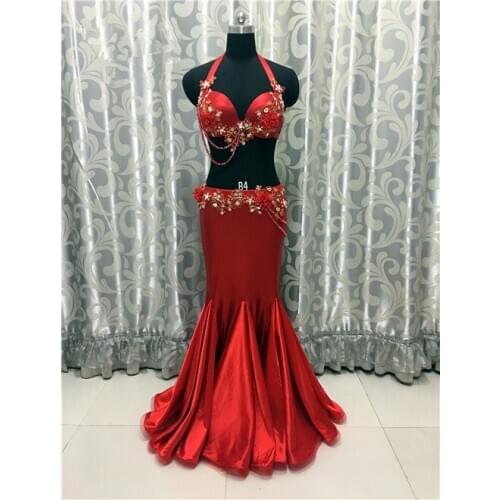 Bellydance oriental Belly Indian gypsy dance dancing costume costumes clothes bra belt chain scarf ring skirt dress set suit 219