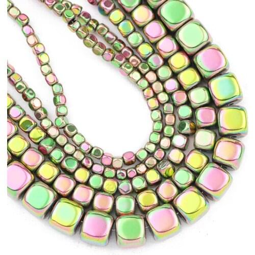 Natural Stone Cube Hematite Beads 2/3/4/6MM New Green Square Spacer Loose Beads For Jewelry Making Diy Bracelet Pendant Findings