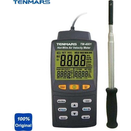 Digital Hot Wire Anemometer,Air Flow (volume) Calculation,Temperature,Air velocity Measurement TM-4001