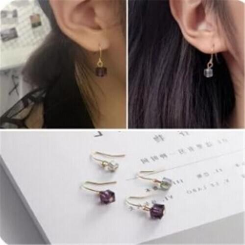 Fashion Long Earrings For Woman Jewelry Brincos Imitation Rhodium Gold Color Hot Sale Colorful Cube Crystal Stud Earrings