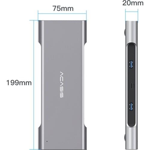 Acasis USB3.1 Docking Station 10 in 1 Type-C HUB 8K Expansion Dock SD/TF Card Reader 3.5mm Audio PD Fast Charge for Thunderbolt3