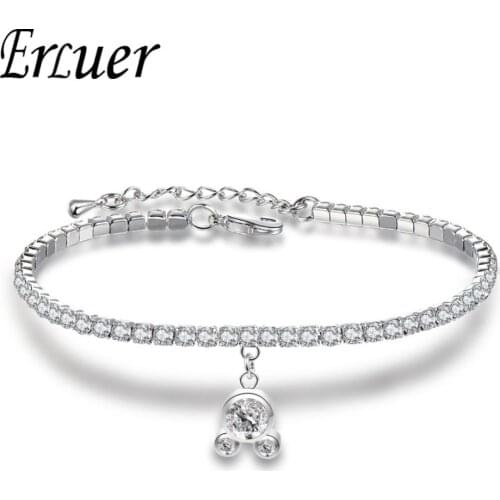 ERLUER Trendy Silver Color Mickey Bracelets & Bangles for women Cubic Zirconia elegant fashion girl wedding Bracelets Jewelry