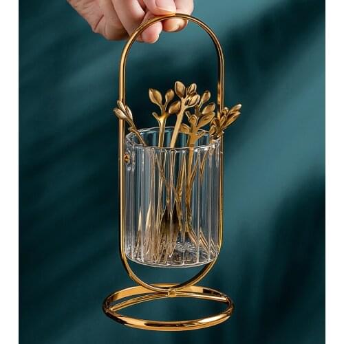 European Stainless Steel Fruit Fork Set Fork Spoon Storage Rack Creative Household Fruit Fork Cake Fork Kitchen Decoration