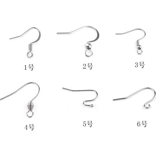 50Pcs Surgical Stainless Steel Hypoallergenic French Hook Earwires Fishhook Clasp with Spring Fit DIY Earring Jewelry Component