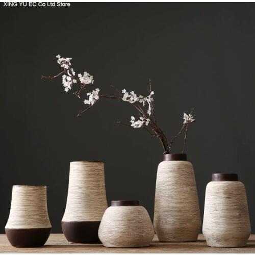 Retro Ceramic Flower Arrangement Vase Modern Living Room Vase Decoration Plant Pots Decorative Home Dried Flower Accessories