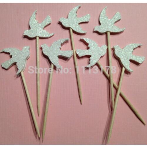 Love Bird Cupcake Toppers picks Birthday Cupcake Topper, wedding bridal shower baby shower party cake topper