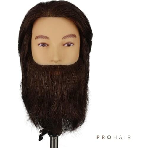 Mannequin-Head with 25CM 100% Human Hair Dark Brown Training Head Male Mannequin Head Training Doll Head Wig Head Mannequin