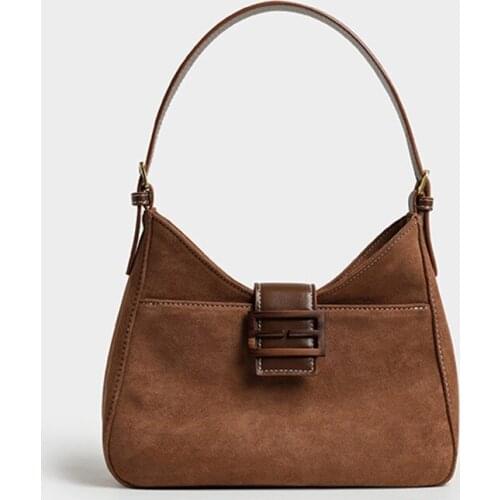 Chuwanglin Fashion Retro Totes Purse Matte Suede Women Handbags Solid Underarm Bags Female Retro Shoulder Totes Bags 8271138