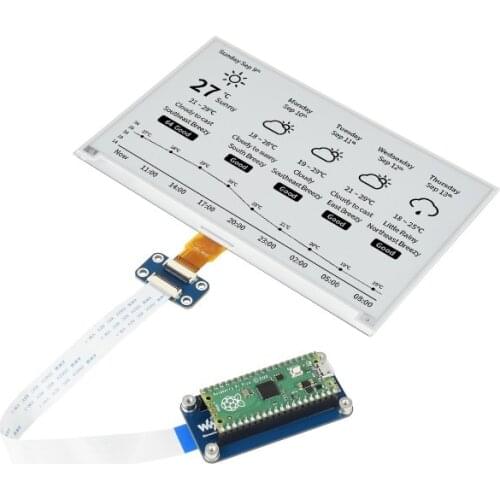 Black/White 7.5" E-Paper E-Ink Display Module for Raspberry Pi Pico, 800×480 Resolution SPI Interface