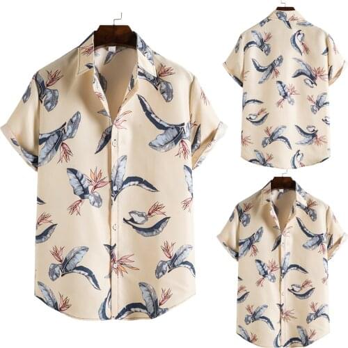 Print Shirts 2021 Summer Mens Beach Shirt Fashion Ethnic Short Sleeve Casual Printing Hawaiian Shirt Short Sleeve Loose Shirts