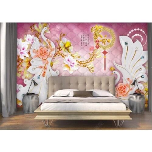 Wall paper 3 d custom mural on the wall European palace style jewelry peacock home decor photo Wallpaper for walls in rolls