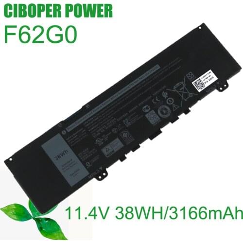 Original Laptop battery F62G0 11.4V 38WH 3166mAh For 13 5370 7370 7373 / 5370 RPJC3 F62G0 CHA01 RPJC3