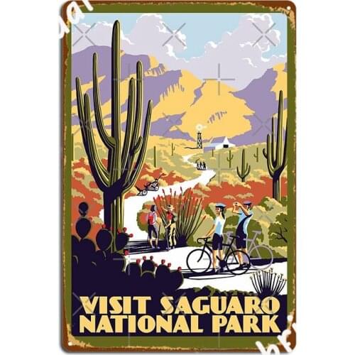 Visit Saguaro National Park Metal Plaque Poster Printing Wall Cave Mural Painting Pub Garage Tin Sign Posters