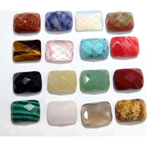30Pcs natural stone crystal agates malachite rectangle Section Cut Face beads no holes cabochon 12x16mm for DIY jewelry making