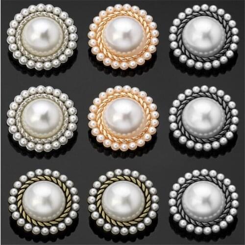 15/18/23/25mm New Alloy Shiny Rhinestone Pearl Clothing Buttons DIY Needlework Handmade Accessories Decorative Sewing Accessorie