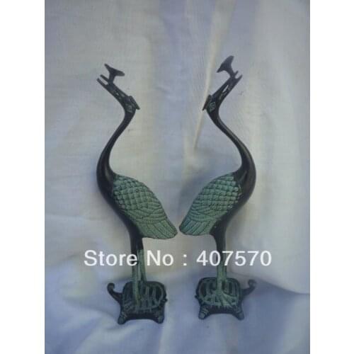 Rare Distinctive Qing Dynasty(1720--1768) bronze Statue turtle&crane,a pair,Free shipping