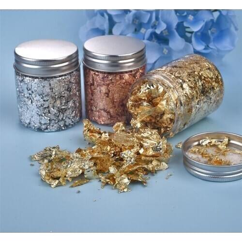 Luxury Shiny Gold Leaf Flake Resin Epoxy Mold Art Decoration Gold Foil Fillings Materials Gilding Decor Jewelry Making Tool