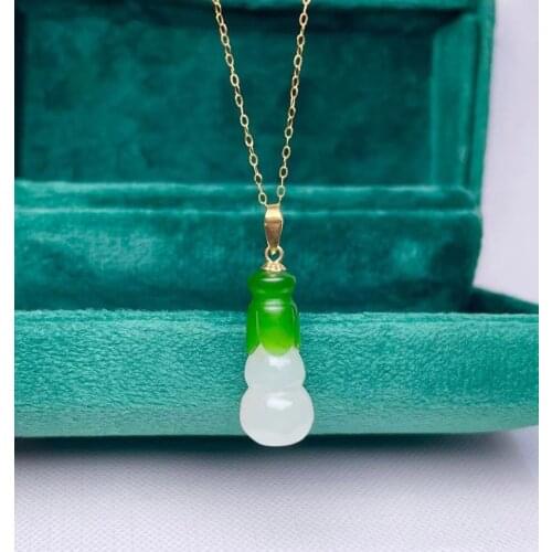 SHILOVEM 18k yellow gold real natural white Jasper pendants Christmas Gift fine Jewelry plant wedding no necklace mymz0921661hby