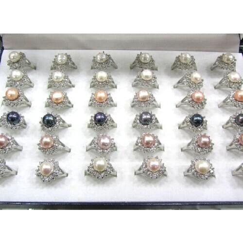 MIX COLOR! Charmful Freshwater Pearl Ring Finger Ring with Nice Quality Gorgeous Cool Fashion Jewelry Accessory, 100pcs/lot