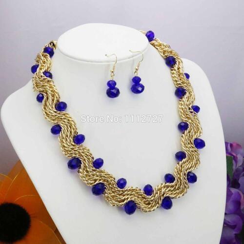 Special Offer Accessories Chain Glass Crystal Beads Necklaces&Earrings Sets Christmas Gifts Women Girls 18inch Jewelry Making