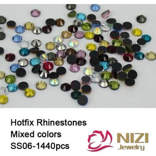 Rhinestones SS6 2MM 1440pcs MIX Colors Iron-on DMC HOTFIX Rhinestone Crystal Bead Bling Strass Perfect High Shine Rhinestones