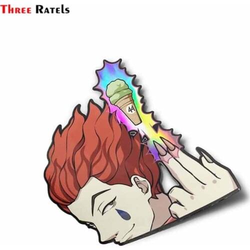 Three Ratels A942 Cartoon Car Sticker For Hisoka Hunter Big Head Anime Vinyl JDM Window Laptop Decals