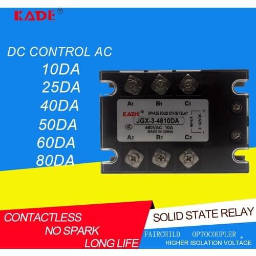 JgxSSR -3-10DA/25DA/40DA/50DA/60DA/80DA DC Control AC Three Phase Solid State Relay 480VAC 3-32VDC