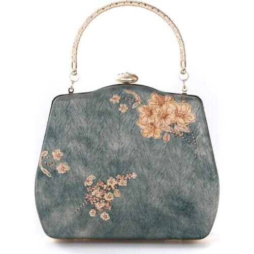 New 2020 Silk Evening Bag Chinese Style Handmade Ethnic Style Evening Dress Bag Portable Hanfu Style Cheongsam Bag