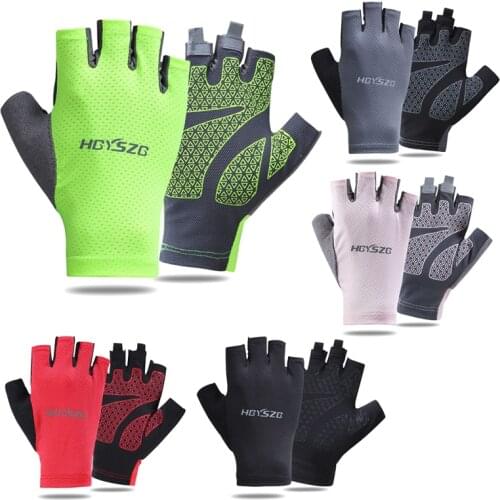 Anti-slip Anti-sweat Cycling Gloves Men Women Half Finger Gloves Breathable Anti-shock Fabric Outdoor Sports Bike Bicycle Glove