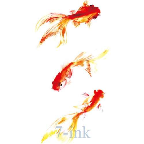 Waterproof Temporary Tattoos sticker Chinese painting goldfish tatooTransfer fake flash tattoo 10.5*6 cm for man woman