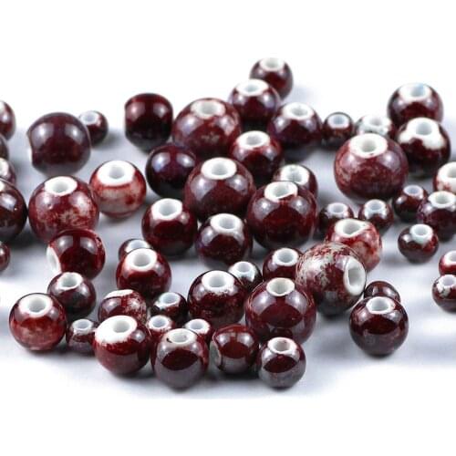 6 - 12mm Fambe blaze Ceramic Beads Round Porcelain Loose bead for Women Bracelet Necklace Jewelry Pendant Making DIY Accessories