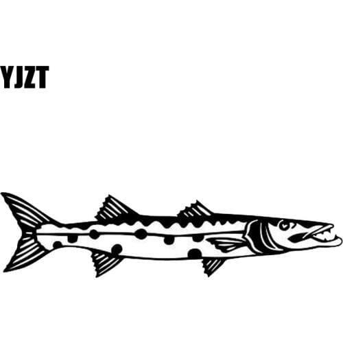 YJZT 15.2*3.8CM Baracuda Fish Vinyl Decal Car Styling Funny Cartoon Character Stickers Motorcycle Accessories C6-1298
