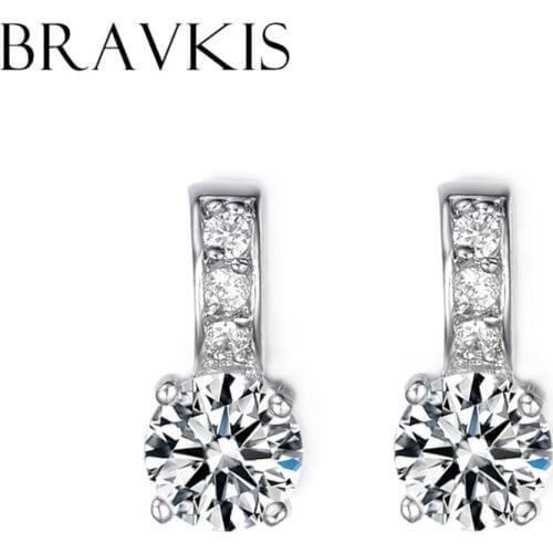 BRAVEKISS small cz crystal ear piercing crown stud earrings for women jewelry solitaire earing studs brinco aros BUE0041