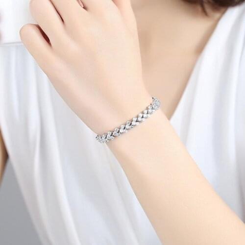 New Fashion Roman Style Zircon Crystal Bracelet for Women Vintage Charm Silver Bracelets Bridal Wedding Gift Jewelry Accessories