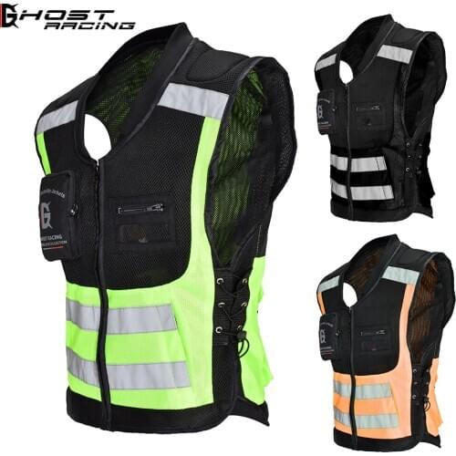 GHOST RACING Safety vest motorcycle night service reflective vest off-road racing driver cycling reflector vest 3 colors