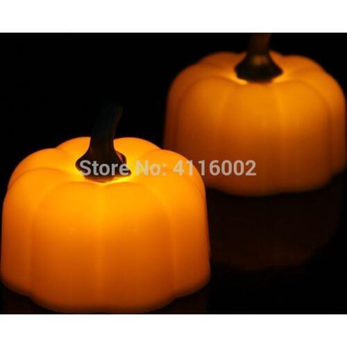 12Sets 12Pcs/Set Mini LED Orange Pumpkin Candles Halloween Good Quality Flicker For Halloween Party Home Decorations