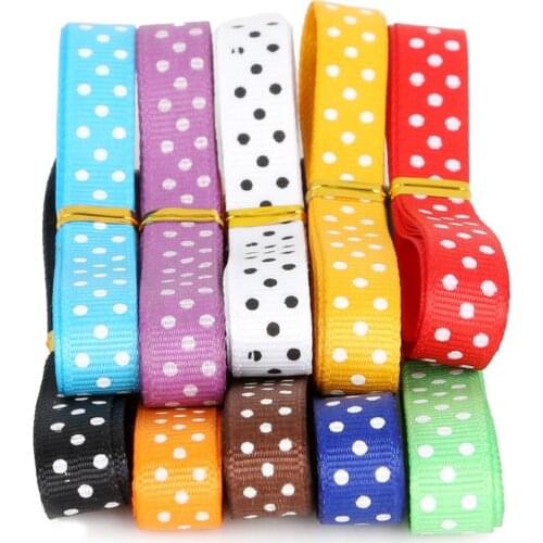 12 yard/lot 10mm (3/8")Width Random Color Dot Printed Grosgrain Ribbon Garment Sewing Accessories DIY Decorative arts and Crafts