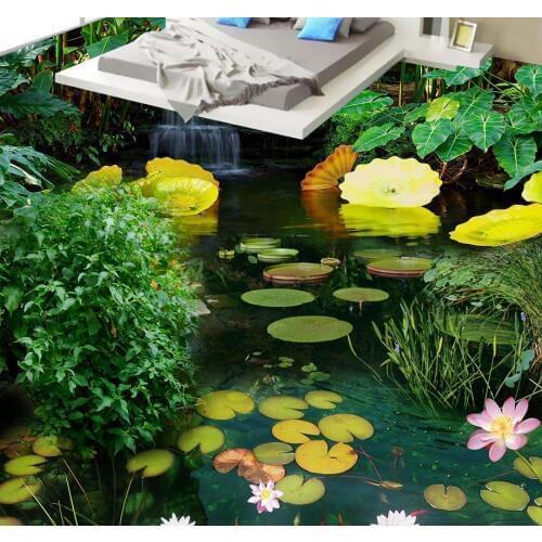 3d floor painting wallpaper Pond 3d floor waterproof wallpaper for bathroom wall 3d flooring