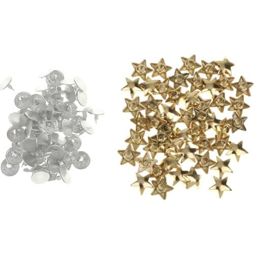 50 Sets Star Metal Rivet Leathercraft DIY Studs Spots Spikes For Bag Clothing