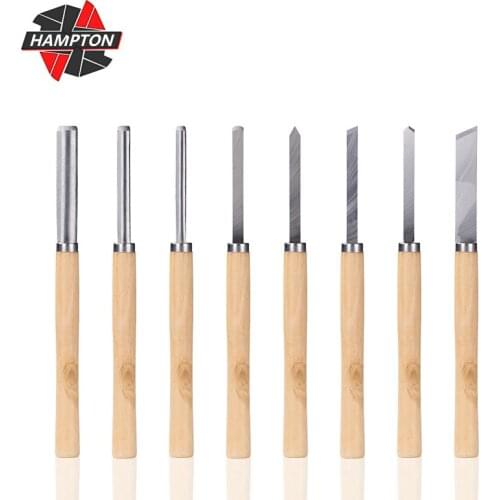8pcs Wood Carving Bit Set Lathe Wood Turning Chisel Tools Woodworking Gouge Skew Parting Knife Carving Woodworking Hand Tools