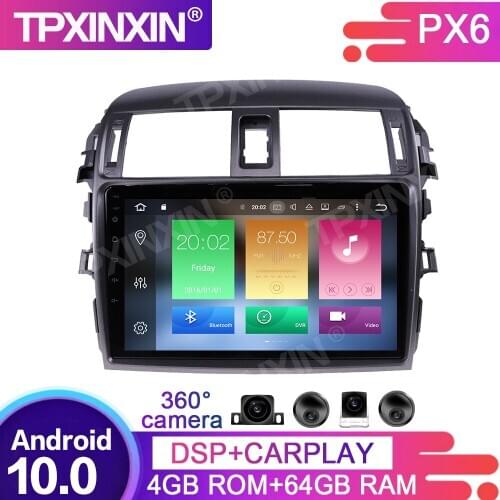 4G+64GB Android 10.0 For Toyota Corolla 2006-2013 Car Multimedia Player GPS Navigation Headunit Radio Audio Stereo Tape Recorder