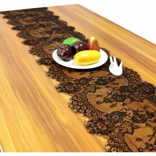 White/Black Wedding Floral Lace Table Runner Table Cloth Chair Sash Banquet Wedding Party Table Decoration Home Textile 300cm