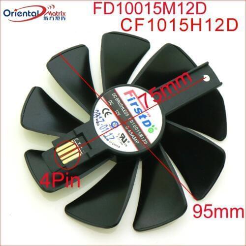 Free Shipping CF1015H12D FD10015M12D 12V 0.45A 95mm VGA Fan For SAPPHIRE RX590 RX580 RX570 RX480 RX470 Graphics Card Cooling Fan