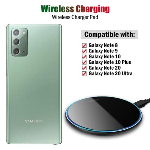 10W Fast Qi Wireless Charger for Samsung Galaxy Note 8 9 10 20 Ultra Plus Case Phone Wireless Charging Pad Breathing Light