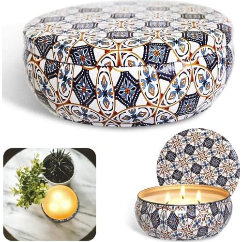 Large Scented Candle 14oz Candle Jars Tin Citronella Oil Smokeless Aromatherapy Candle with 3 Core Home Decoration Storage Box