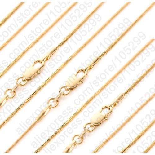 Wholesale 10PCS Necklace 16-30" Yellow Gold Filled Chain Snake Chain For Pendant With Lobster Clasps Woman Jewelry Gift