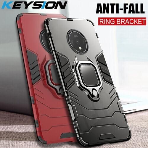 KEYSION Ring Case For Oneplus 7T 7T Pro Stand Holder Shockproof Armor Phone Back Cover for Oneplus 7 7 Pro 1+7t 7t Pro