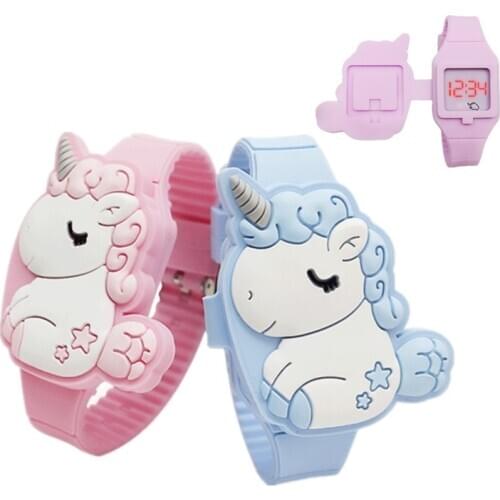 Kids Watches Children Cute Unicorn Cartoon LED Electronic Watch Boys and Girls Silicone Toy Wrist Watches Gifts