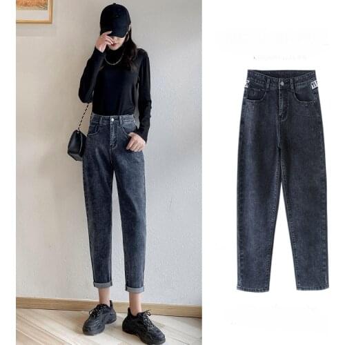 Baggy Mom Jeans High Waist Blue Gray Loose Jeans Women Casual Denim Ankle-Length Harem Pants 2021 New Spring Summer Woman Jeans